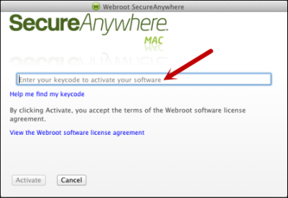 How to install Webroot with key code?